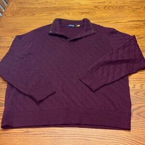 Polo Ralph Lauren Plum Purple Quilted Quarter Snap Double Knit Pullover XXL